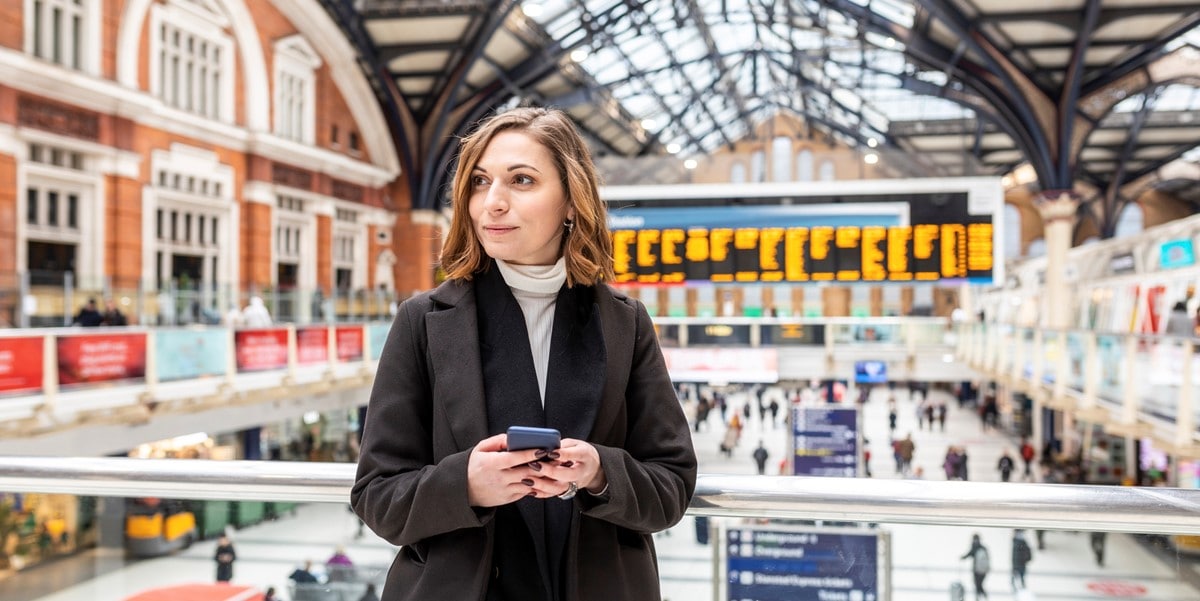 woman at train station